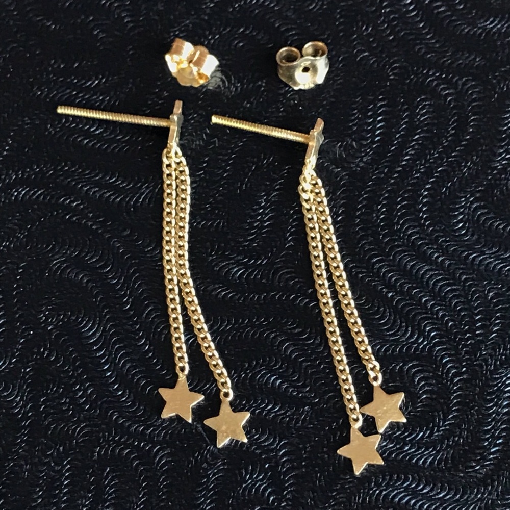 🌹14K Adorable Star Dangle/ Drop Earrings - Picture 7 of 8
